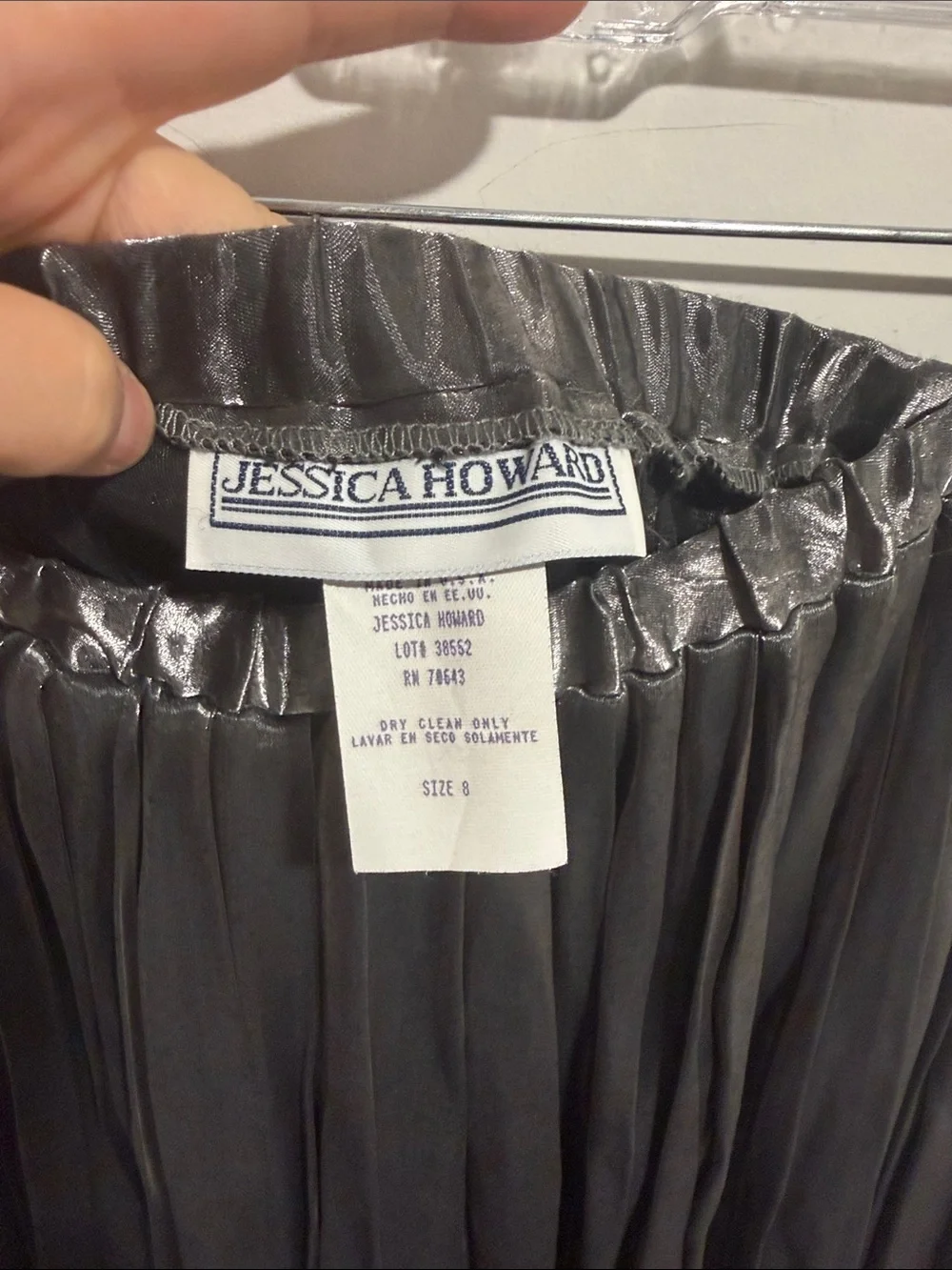 Jessica Howard Metallic Gray Pleated Maxi Skirt Size 8